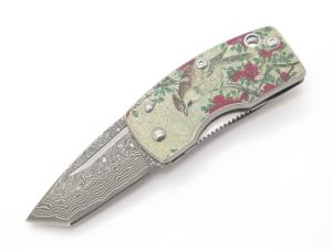 G. Sakai Ukimon Damascus Tanto Folding Knife