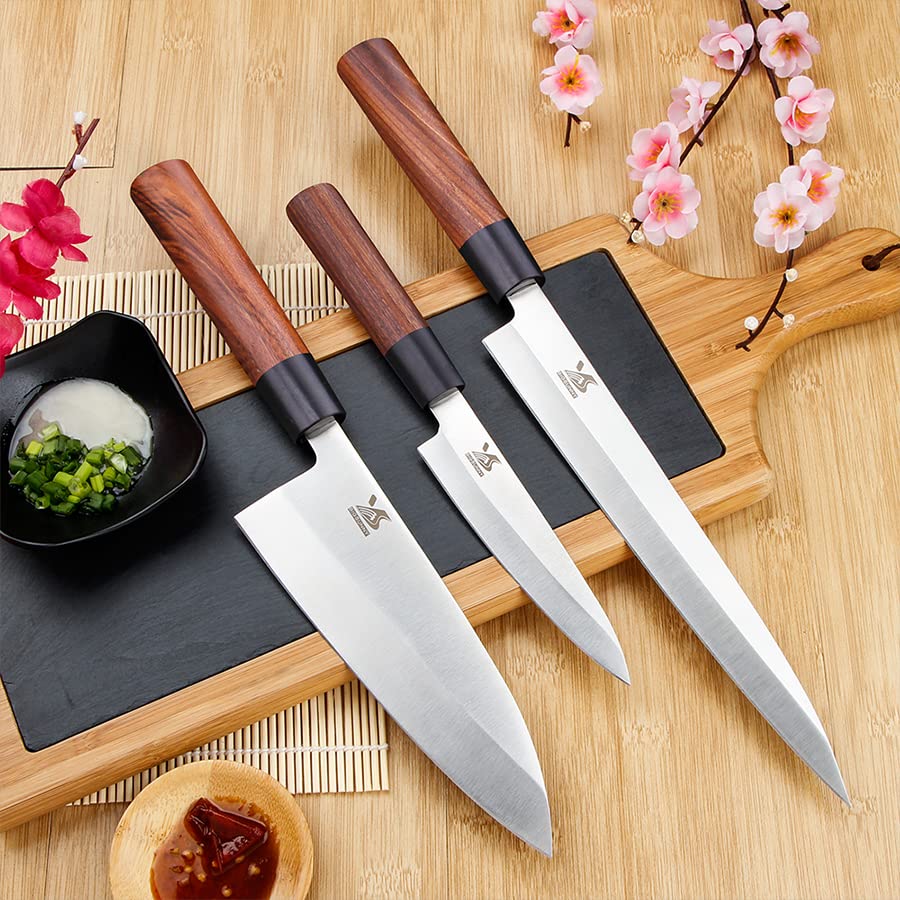 3pcs Sashimi Knives Set: Stainless Steel Sushi & Fish Slicers