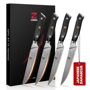 Zennish 4-Piece Non-Serrated Steak Knife Set
