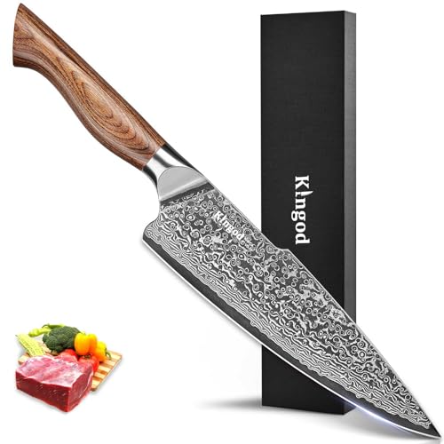 KINGOD Damascus Chef Knife - Japanese VG10 Steel