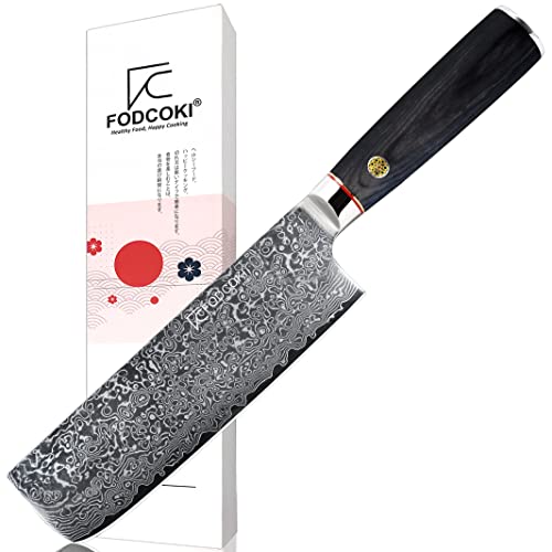 FODCOKI 67-Layer Damascus Nakiri Knife - Japanese Precision