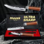 Huusk Japanese Knife Set: Nakiri, Gyuto & Paring
