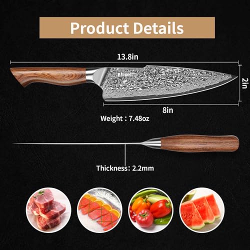 KINGOD Damascus Chef Knife - Japanese VG10 Steel