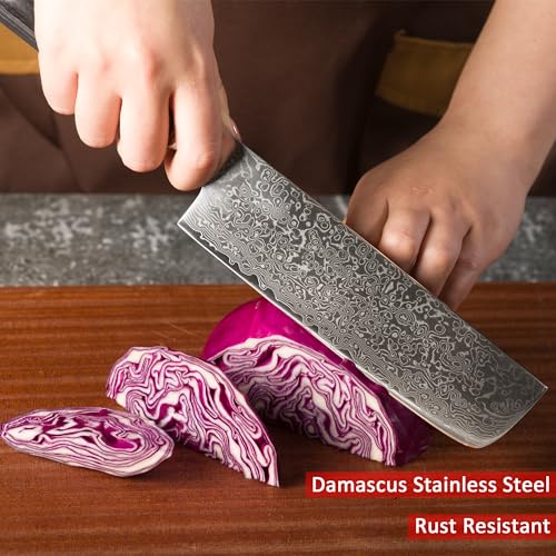 FODCOKI 67-Layer Damascus Nakiri Knife - Japanese Precision