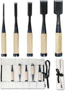 Japanese Wood Chisel Set with Roll-Up Case