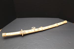 Bone Carved Katana Tanto Knife with Scabbard
