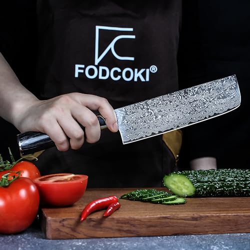 FODCOKI 67-Layer Damascus Nakiri Knife - Japanese Precision