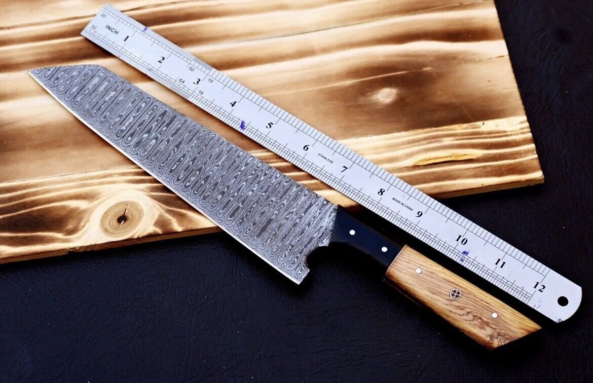 Handmade Damascus Bunka Knife Chef 13" Japanese