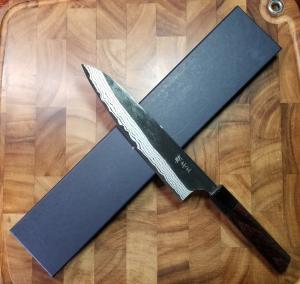 Anryu 210mm Shirogami Gyuto Knife - Kurouchi Damascus