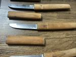 Vintage Japanese Stainless Steel Knives with Wooden Handles