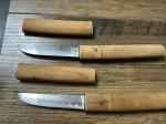 Vintage Japanese Stainless Steel Knives with Wooden Handles