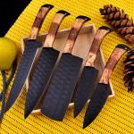 D2 Steel Japanese Chef Knife Set, Hammered Finish