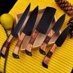 D2 Steel Japanese Chef Knife Set, Hammered Finish