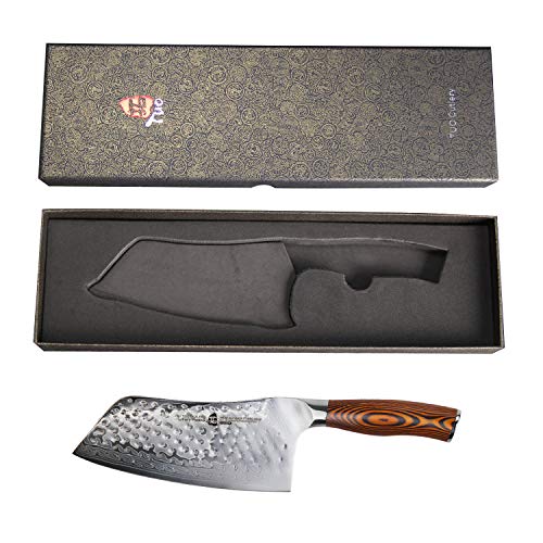 7" Fiery Phoenix Japanese Cleaver Knife - AUS-10 Damascus