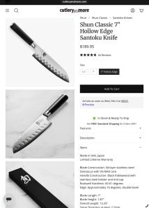 Shun Classic 7-Inch Hollow Edge Santoku Knife