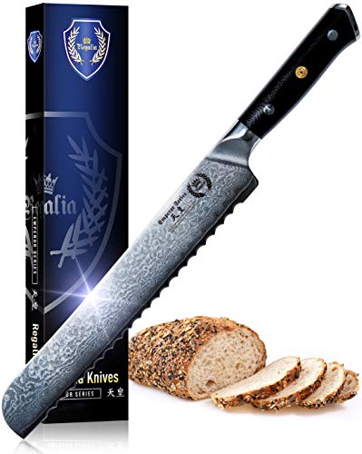Professional 10-inch Regalia Bread Knife: Japanese Damascus Steel