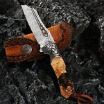 Minowe Handmade Damascus Steel Folding Pocket Knife