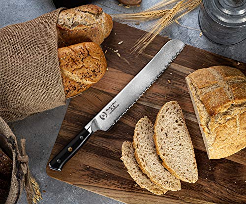 Professional 10-inch Regalia Bread Knife: Japanese Damascus Steel