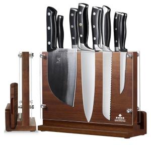 ENOKING Double-Sided Magnetic Wooden Knife Block