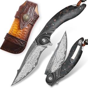 ALVELY Japanese Damascus Folding Pocket Knife