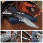 ALVELY Japanese Damascus Folding Pocket Knife