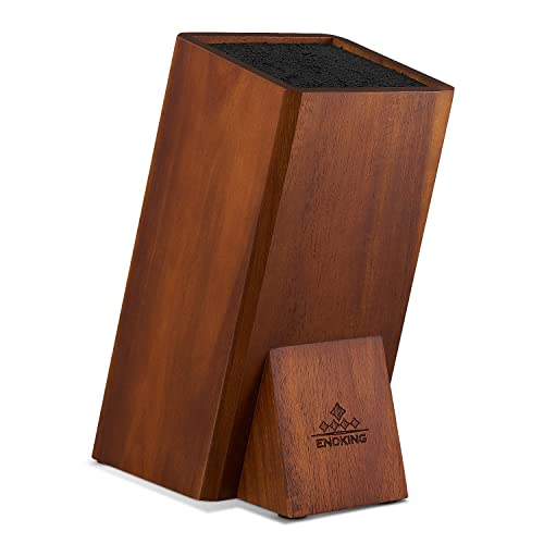 ENOKING Universal Acacia Wood Knife Organizer with Removable Bristles