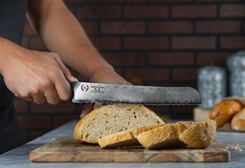 Professional 10-inch Regalia Bread Knife: Japanese Damascus Steel