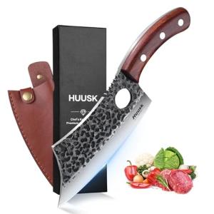 Huusk Handmade Meat Cleaver Knife with Sheath