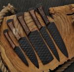 Hand Forged Chef Knives Set with Black Blade