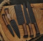 Hand Forged Chef Knives Set with Black Blade