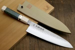 Yoshihiro SG2 Hammered Gyuto Knife with Blue Handle