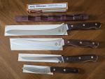 Vintage 400C Gold 3 Stainless Sushi Chef Wood Handle Knives Japan 4"-10" Set