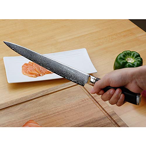 YOUSUNLONG 10" Yanagiba Sushi Knife: Damascus Steel