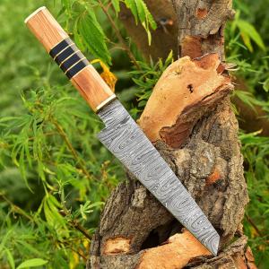 Japanese Bunka Kitchen Knife, Hand Forged Damascus