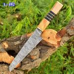 Japanese Bunka Kitchen Knife, Hand Forged Damascus