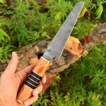 Japanese Bunka Kitchen Knife, Hand Forged Damascus