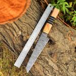 Japanese Bunka Kitchen Knife, Hand Forged Damascus