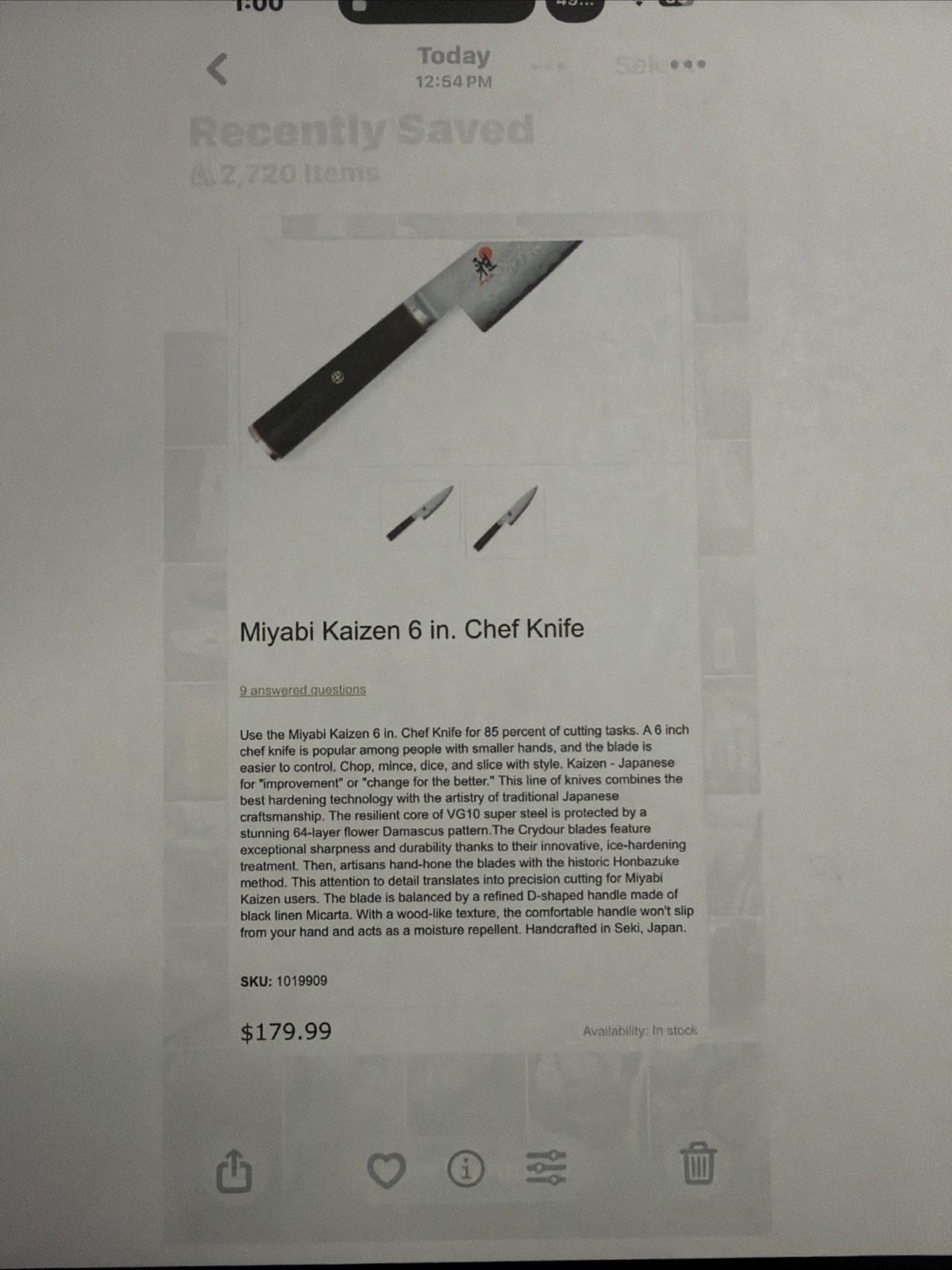 Miyabi Kaizen 6-Inch Chef Knife
