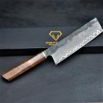 Custom Japanese Nakiri Knife with Rosewood Handle