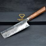 Custom Japanese Nakiri Knife with Rosewood Handle