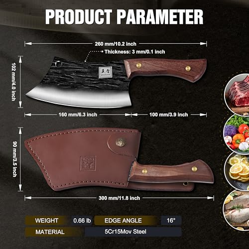 ENOKING Hand Forged Meat Cleaver - High Carbon Steel