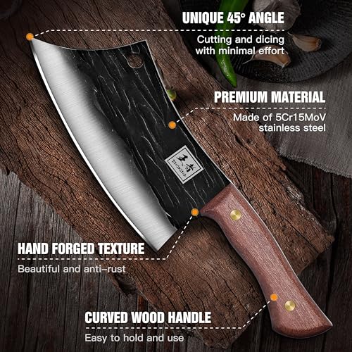 ENOKING Hand Forged Meat Cleaver - High Carbon Steel