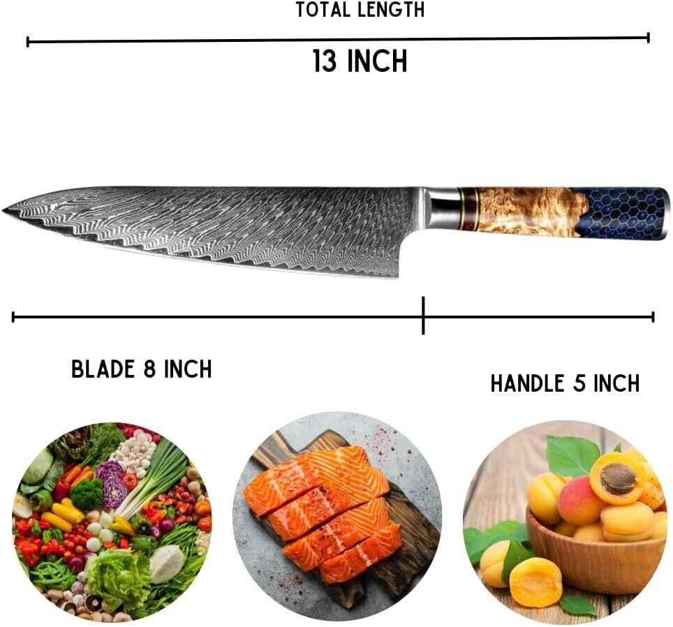 8-inch Damascus Chef Knife for Precision Japanese Cooking