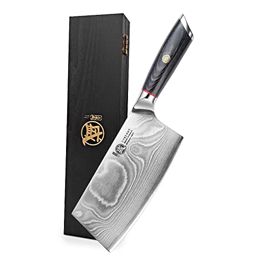 MITSUMOTO SAKARI 7" Japanese Damascus Steel Cleaver Knife