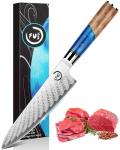 Fukep 8" Damascus Chef Knife with Blue Handle