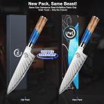 Fukep 8" Damascus Chef Knife with Blue Handle