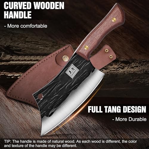 ENOKING Hand Forged Meat Cleaver - High Carbon Steel