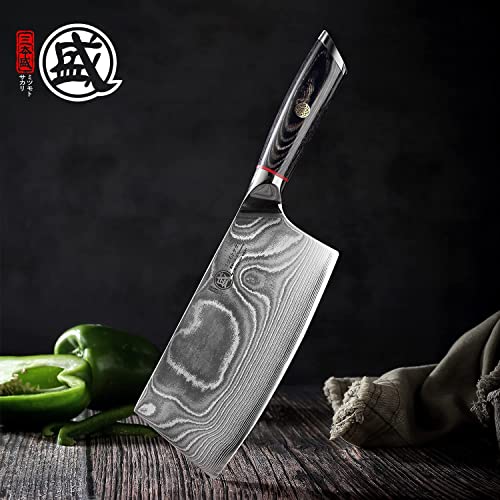 MITSUMOTO SAKARI 7" Japanese Damascus Steel Cleaver Knife