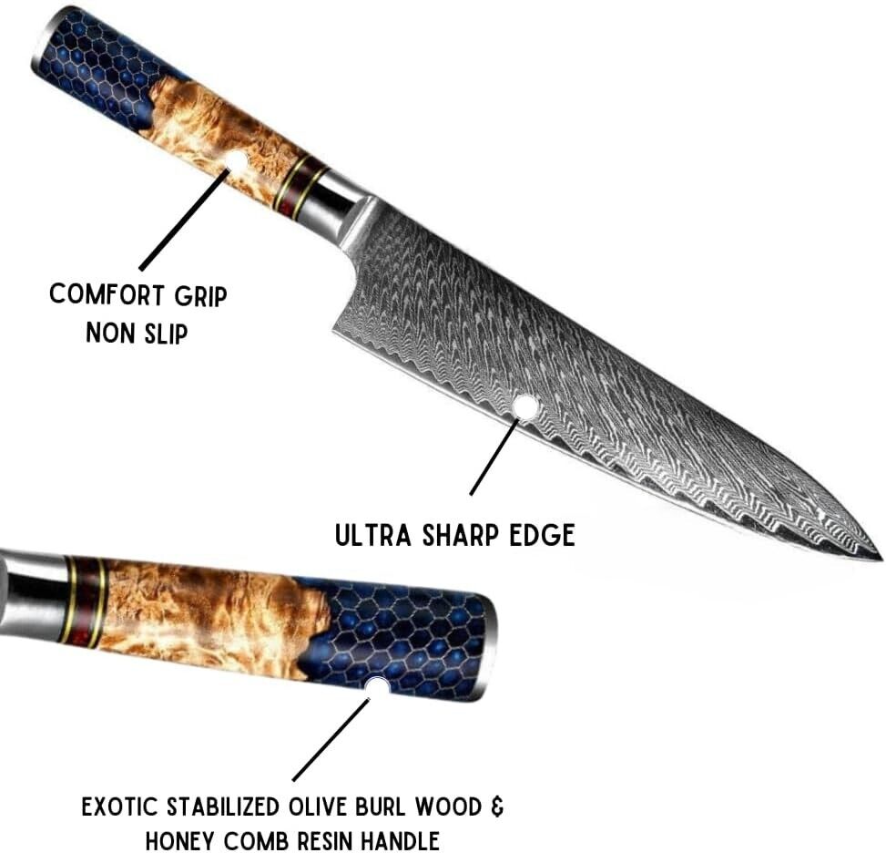8-inch Damascus Chef Knife for Precision Japanese Cooking