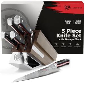 5-Piece Professional Japanese Knife Set with Block